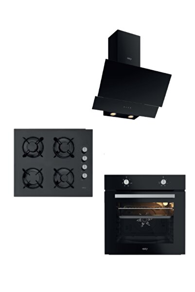 Esty Silverline Ankastre 3'lü 3480 Davlumbaz-aco5601b01 Ocak-aef6601b03 Fırın...