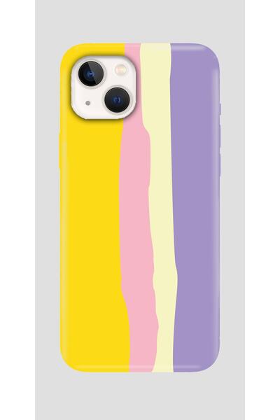 HappyCase Iphone 13 Rainbow Gökkuşağı Liquid Lansman Silikon Kapak Kılıf