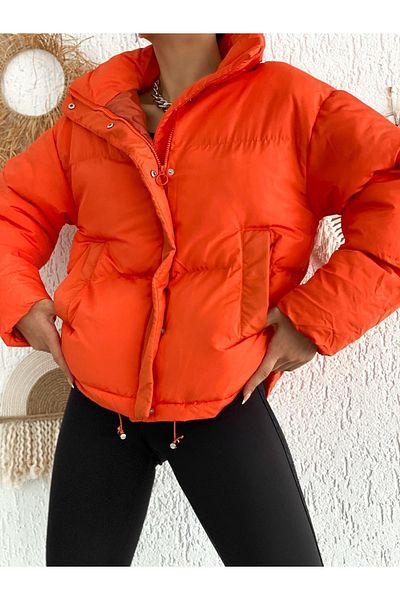 Noa Noa High Collar Hidden Snap Puffer Coat