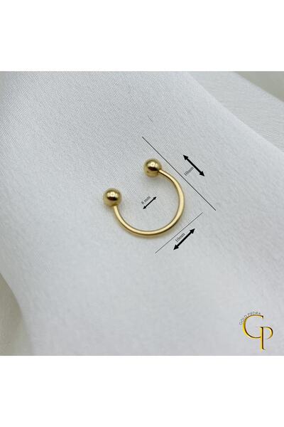 Gold Piedra Top Uçlu Halka 14 Ayar Altın Piercing
