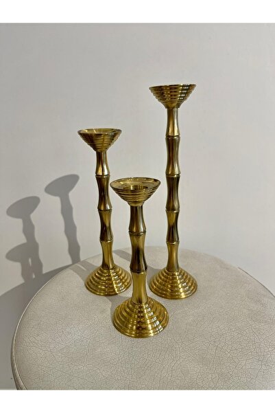 Klas Home Decor Bambu Üçlü Şamdan Takım Anne