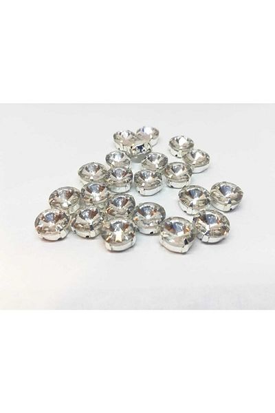 yiğit aksesuar 12 Mm Round Case Planted Glass Stone White 75 Pieces