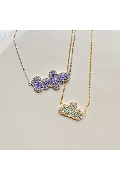 İncikcincik Renkli Mineli Zircon Taşlı Isim Kolye - 925 Ayar Gümüş