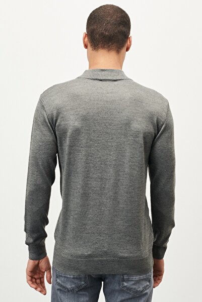 ALTINYILDIZ CLASSICS Pulover pentru bărbați, gri Melange, cu croială normală, tricotaje din lână, cu croială normală