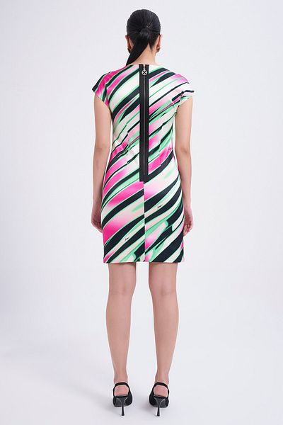 Balizza Blz-breasted Patterned Dress with Metal Accessories
