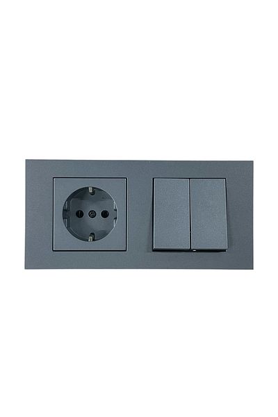 OVİVO Smoked Grounded Socket + Commutator + 2 Piece Frame