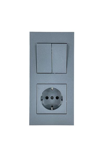 OVİVO Smoked Grounded Socket + Commutator + 2 Piece Frame