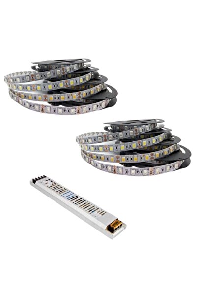 Yüksek Işık 10 Metre 3 Cipli Beyaz Şerit Led Ve 12,5 Amper Led Trafosu Metrede 60 Led