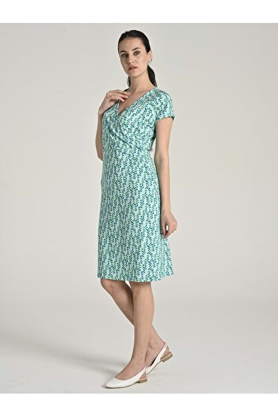 Letoile Kadın Yaprak Desenli Bambu Elbise Yeşil