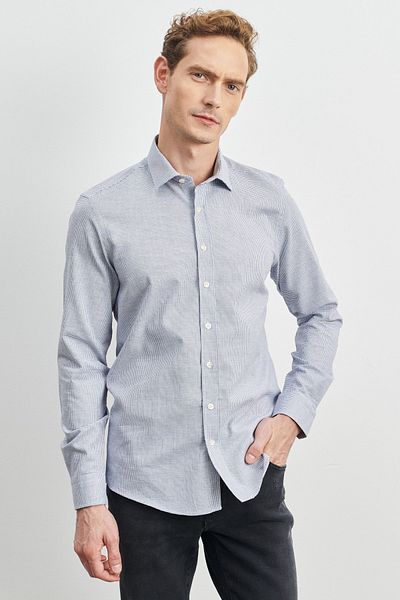 ALTINYILDIZ CLASSICS Ανδρικό πουκάμισο Dobby με κλασικό γιακά 100% βαμβακερό λευκό, λεπτή εφαρμογή