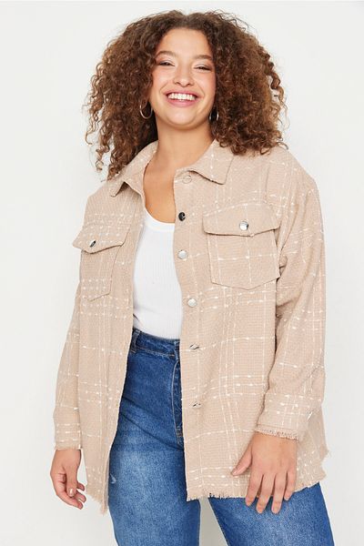 Trendyol Curve Plus Size Shirt - Brown - Regular fit