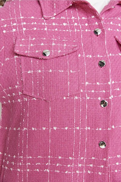 Trendyol Curve Ροζ υφασμένο πουκάμισο σενίλ TBBAW23AX00009