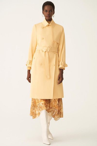 Perspective Arcelio Regular Fit Shirt Collar Below Knee Honey Color Women's Trench Coat