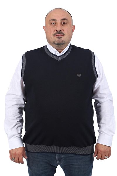 MocGrande Plus Size Non-Pilling Sweater 22795-navy blue