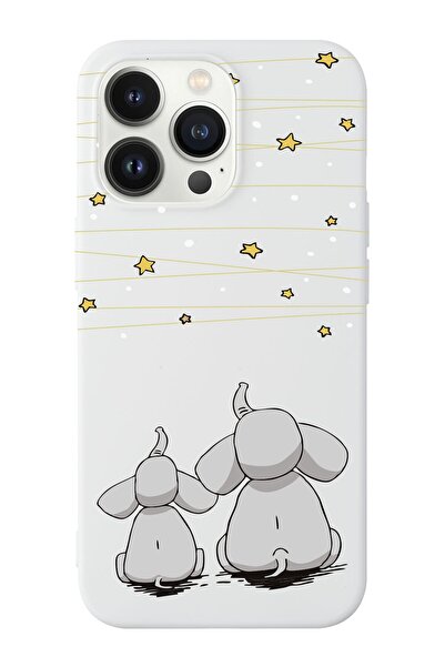 shoptocase Iphone 14 Pro Max Uyumlu Yıldızlı Filler Tasarımlı Içi Süet Lansma...