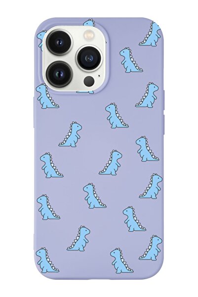 shoptocase Iphone 14 Pro Max Uyumlu Mavi Dinazor Tasarımlı Içi Süet Lansman T...