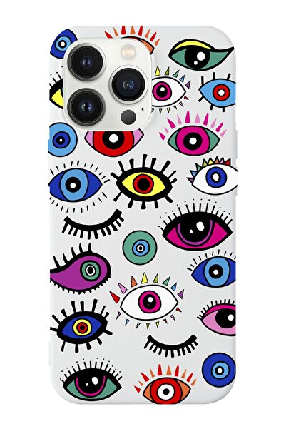 Suede Launch Phone Case with Iphone 14 Pro Compatible Colorful Eyes Design