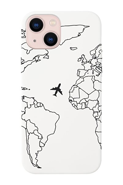 shoptocase حافظة هاتف من جلد الغزال بتصميم خريطة العالم الخطية المتوافقة مع ه...