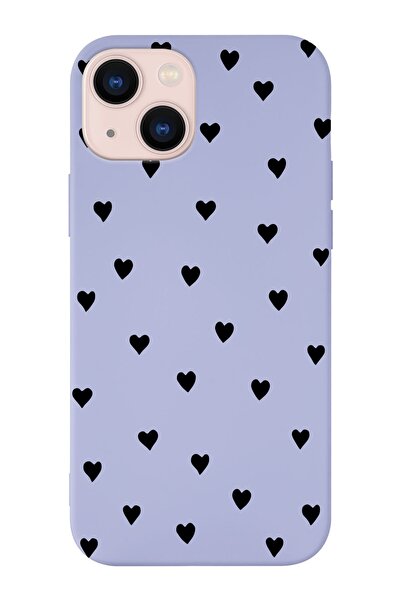 shoptocase Iphone 14 Uyumlu Kalpler Tasarımlı Içi Süet Lansman Telefon Kılıfı