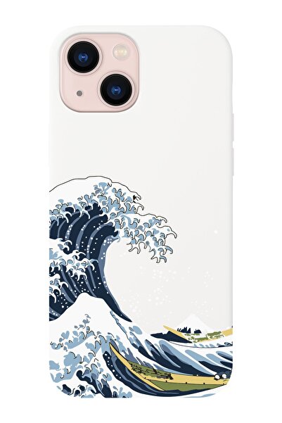 shoptocase حافظة هاتف آيفون 14 بلس متوافقة مع تصميم كاناجوا من الداخل من جلد الغزال