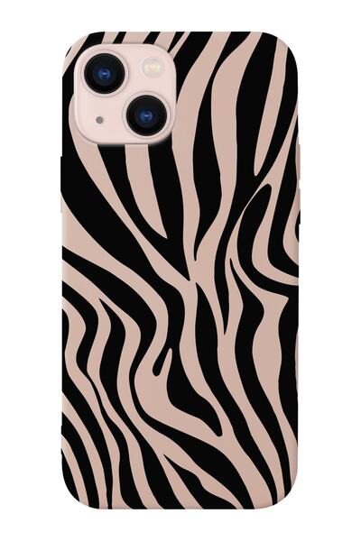 shoptocase Iphone 14 Uyumlu Zebra Tasarımlı Içi Süet Lansman Telefon Kılıfı