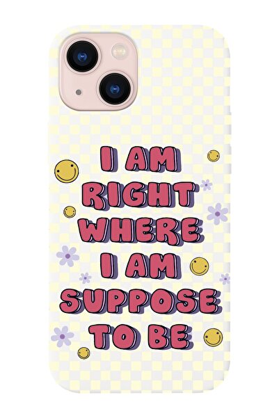 shoptocase Iphone 14 Uyumlu Dama Smile Tasarımlı Içi Süet Lansman Telefon Kılıfı