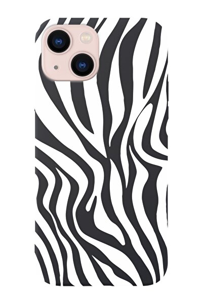 shoptocase Iphone 14 Uyumlu Zebra Tasarımlı Içi Süet Lansman Telefon Kılıfı