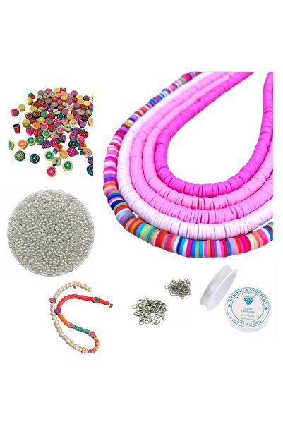 RLX BUJİTERİ مجموعة خرز فيمو بألوان ناعمة - خرز لؤلؤي، وأشكال فيمو مختلطة، وم...