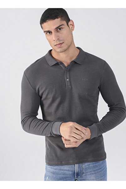Lee Cooper Ανδρικό μπλουζάκι Polo Neck Plain Anthracite 231 Lcm 242002 Tylens