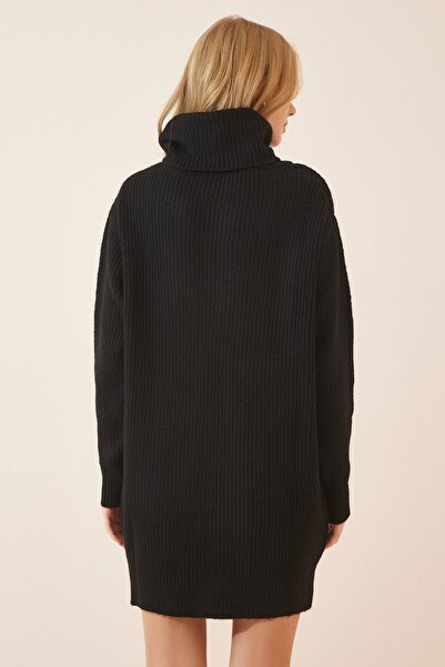 Happiness İstanbul Dámské mini úpletové šaty s černým rolákem ER00038