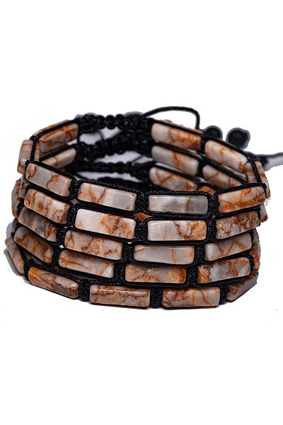Tesbih Atölyesi Certified White Orange Agate Stone Natural Stone Bracelet