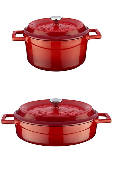Lava Trendy Cast Iron Round Set of 2 20cm Deep + 24cm Flat Pot Set