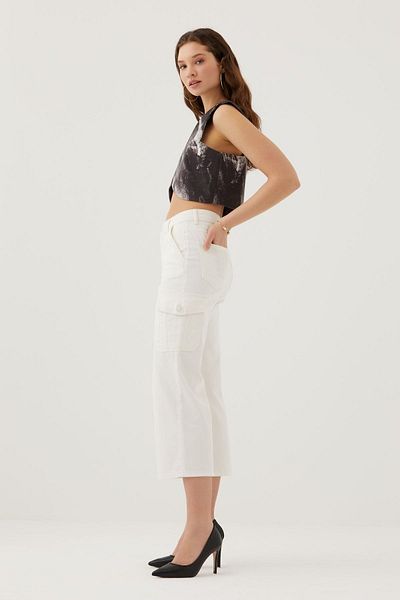 Pantamo Jeans Pantamo Ecru Culotte Woman's Jeans