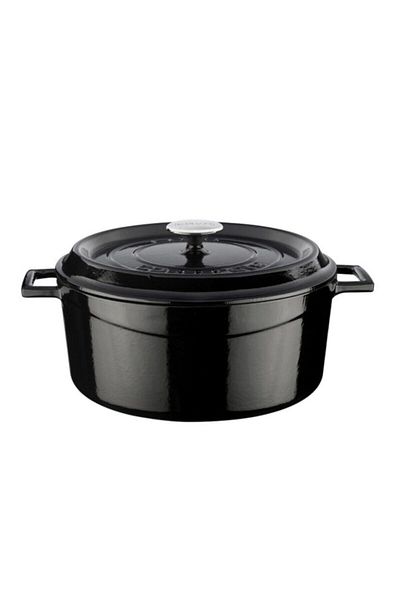 Lava Black Cast Round Pot 28 cm