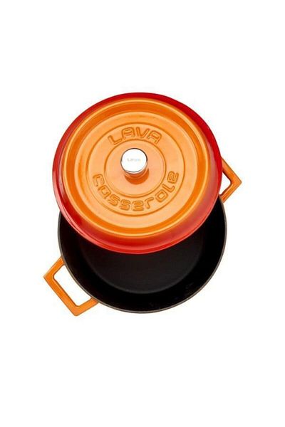 Lava Trendy Cast Iron Round Deep Pot 24cm Orange