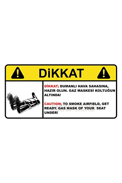 Sticker World Dikkat Egzoz Araba Sticker 12*5 Cm