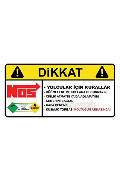 Sticker World Dikkat Nos Araba Sticker 12*5 Cm