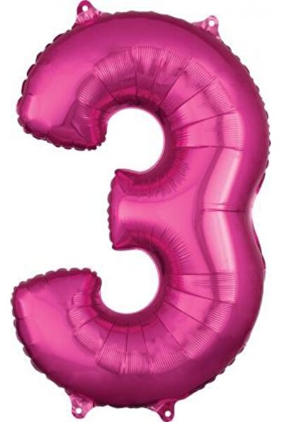 kidspartim 3 Number Dark Pink Foil Balloon 80 cm