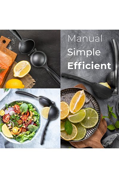 Lira Cast Metal Quality Lemon Squeezer - Matte Black