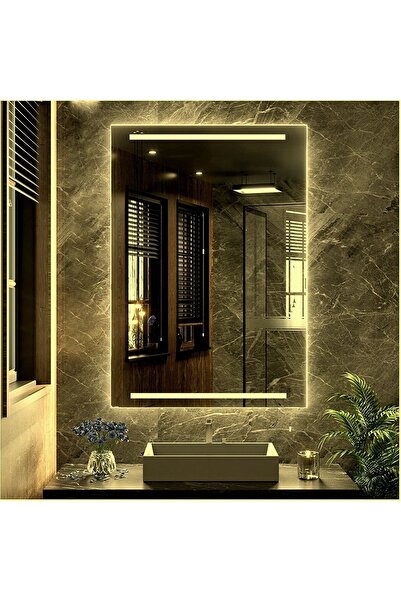 NUUN DEKOR 90x70cm Günışığı Ledli Kumlamalı Banyo Lavabo Ofis Makyaj Kuaför A...