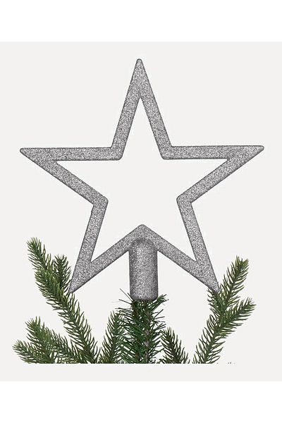 Parti dolabı Ασημί Γκρι Glitter Χριστουγεννιάτικο Δέντρο Star Top Στολίδι 18 εκ