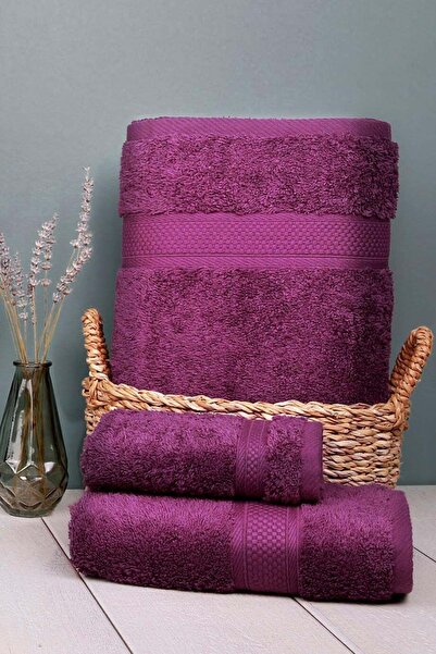 Arliva Home Terra Bukle Bordürlü 2lı Set Mor 33x33