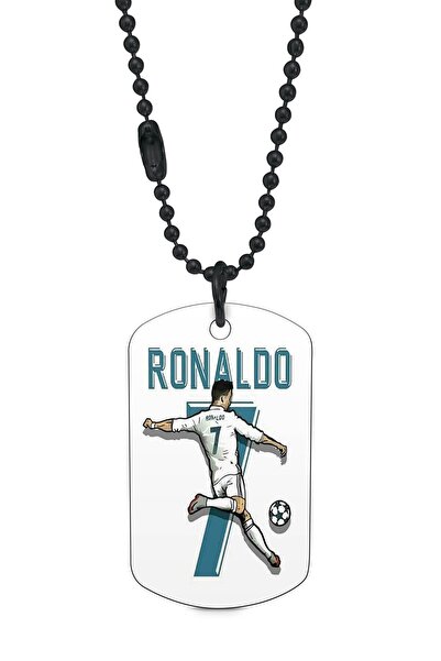 Zeron Tasarım Ronaldo Baskılı Siyah Renk Künye / Kolye Dft4384
