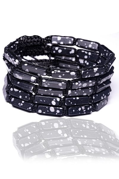 Tesbih Atölyesi Certified Snowy Obsidian Stone Natural Stone Bracelet