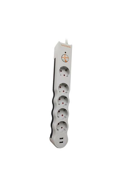 Tunçmatik 5 + USB Surge Protection Plug 1050 Joule - White