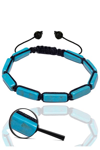 Tesbih Atölyesi Certified Rectangular Turquoise Stone Bracelet