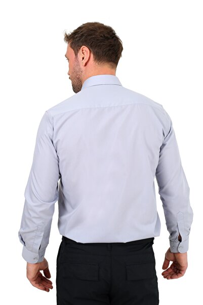 ModaCanel ربطة العنق طوق رمادي قميص السلامة الذكور طويلة الأكمام