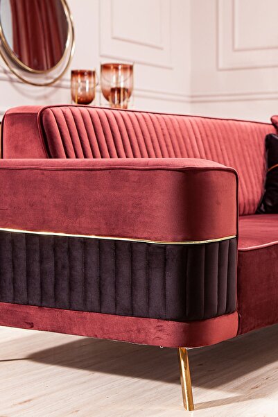 Modalife Demre Üçlü Kanepe Yataklı - Gül Kurusu