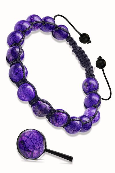 Tesbih Atölyesi Certified Macrame Natural Stone Bracelet with Purple Agate Stone