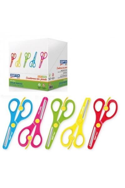 Gıpta Student Scissors Blunt Tip Spring Plastic Body 5 Colors K702 (Pack of 24)